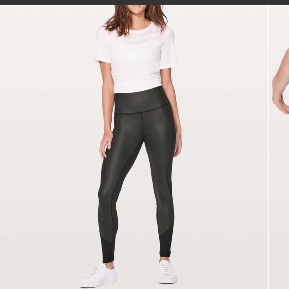 lululemon athletica Pants - Lululemon🍋 Wunder Under High Rise 28” Black (Sheen) *FullOn Luxtreme Size 6